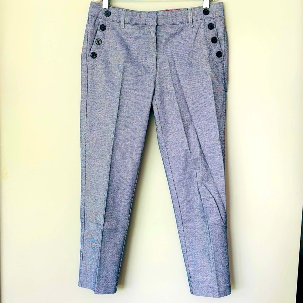 Tommy Hilfiger Blue & White Striped Nautical Stretch Slim Crop Capris Pant - 2